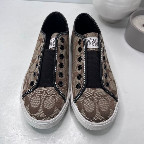 Coach Bev Signature Monogramed Jacquard Slip On Sneakers Q586 Women’s 8B - Picture 5 of 9
